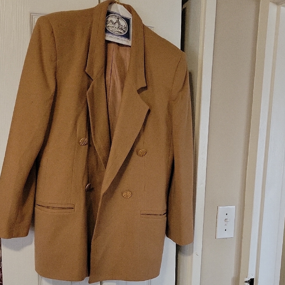 Oleg Cassini Camel Double-Breasted Blazer